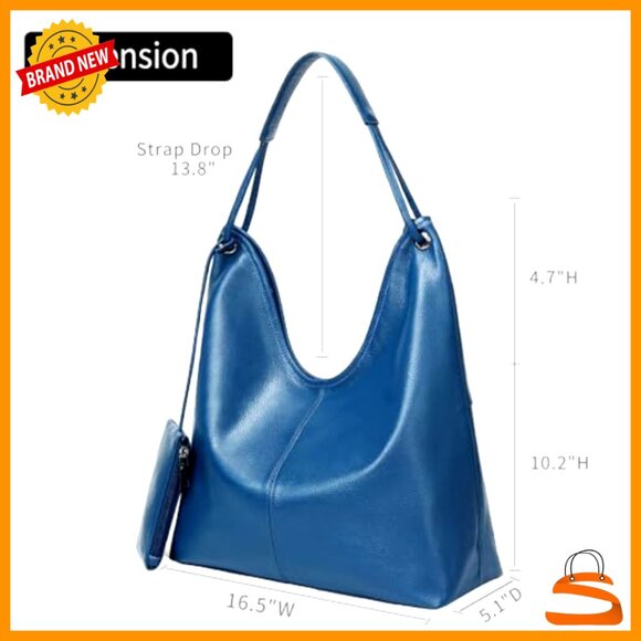 Large Genuine Leather Hobo Shoulder Bag Slouchy Handbag for Work - Picture 3 of 7